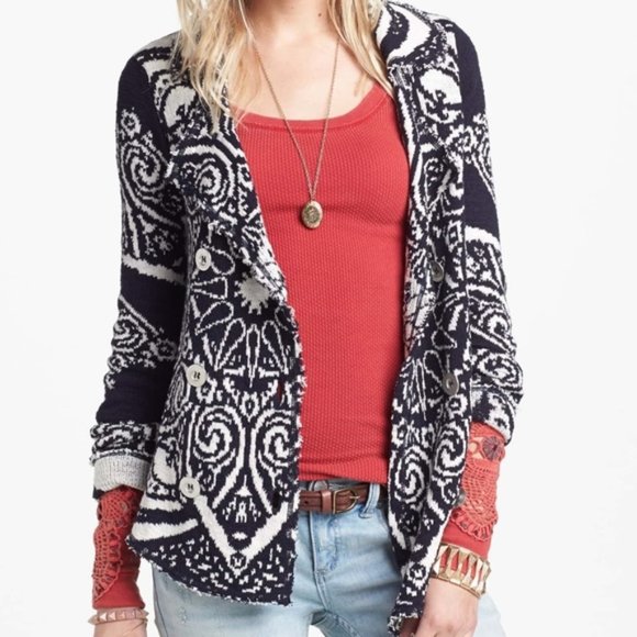 FREE PEOPLE Smitten Kitten Knit Jacket Cardigan L - Picture 9 of 15